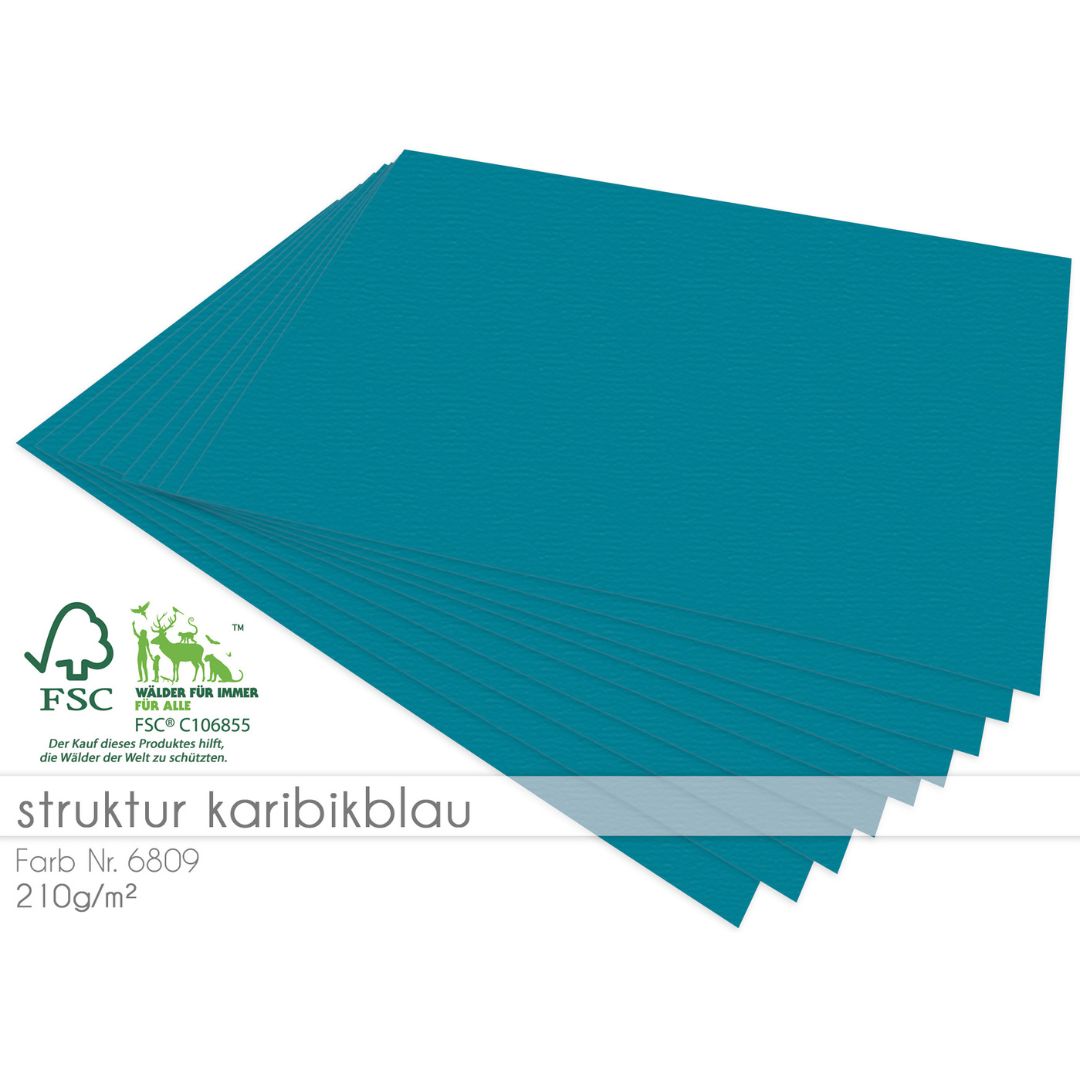 Cardstock Struktur Karibikblau 25er
