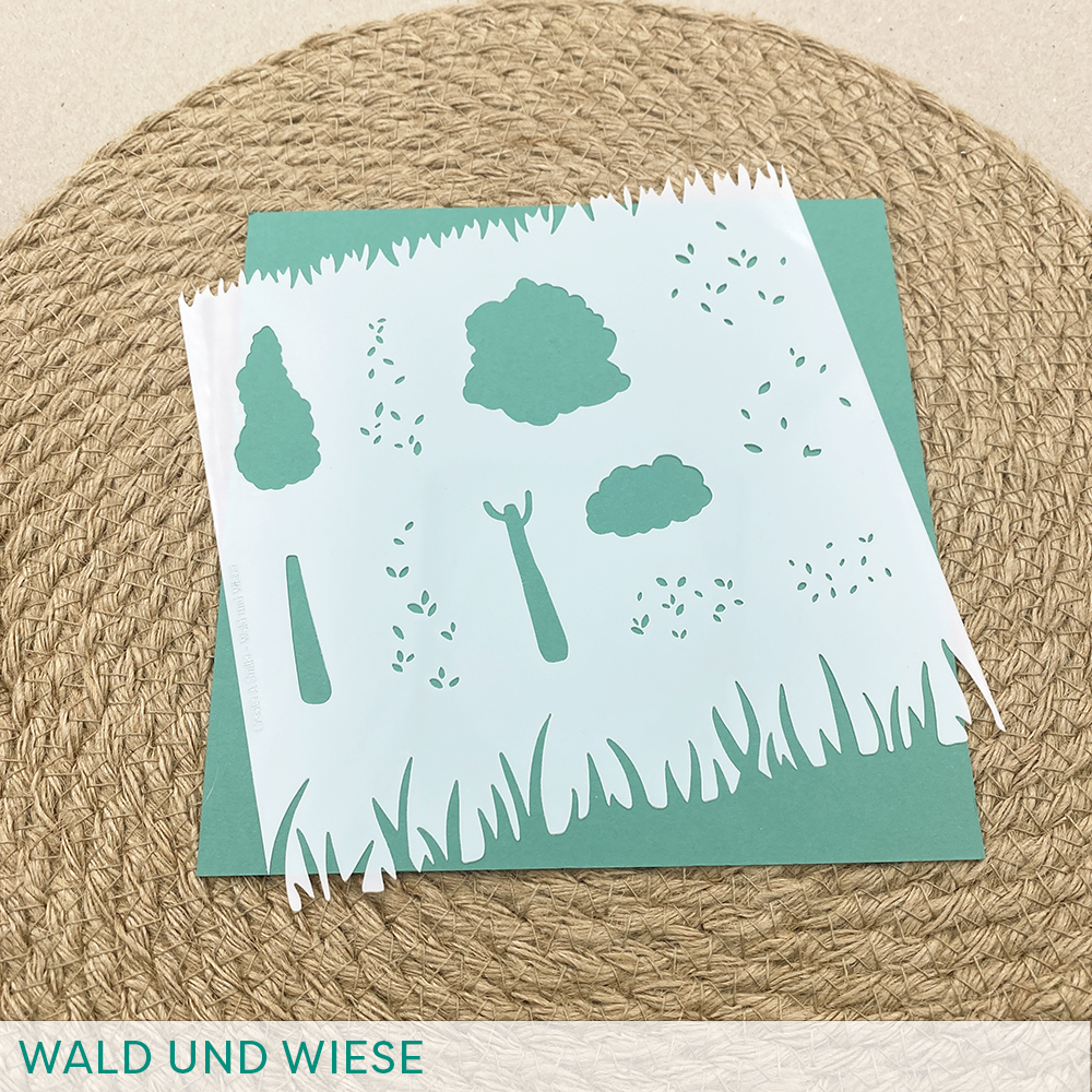 Stencil: Wald und Wiese