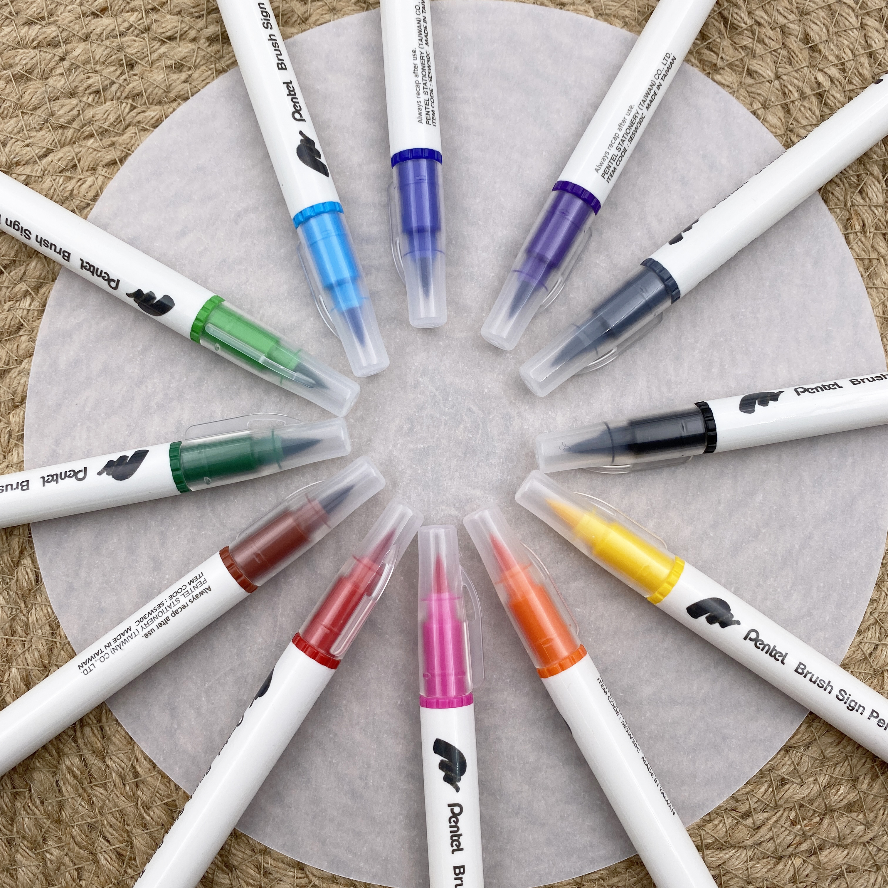 Pentel Brush Sign Pen Twin Set 12 Colours