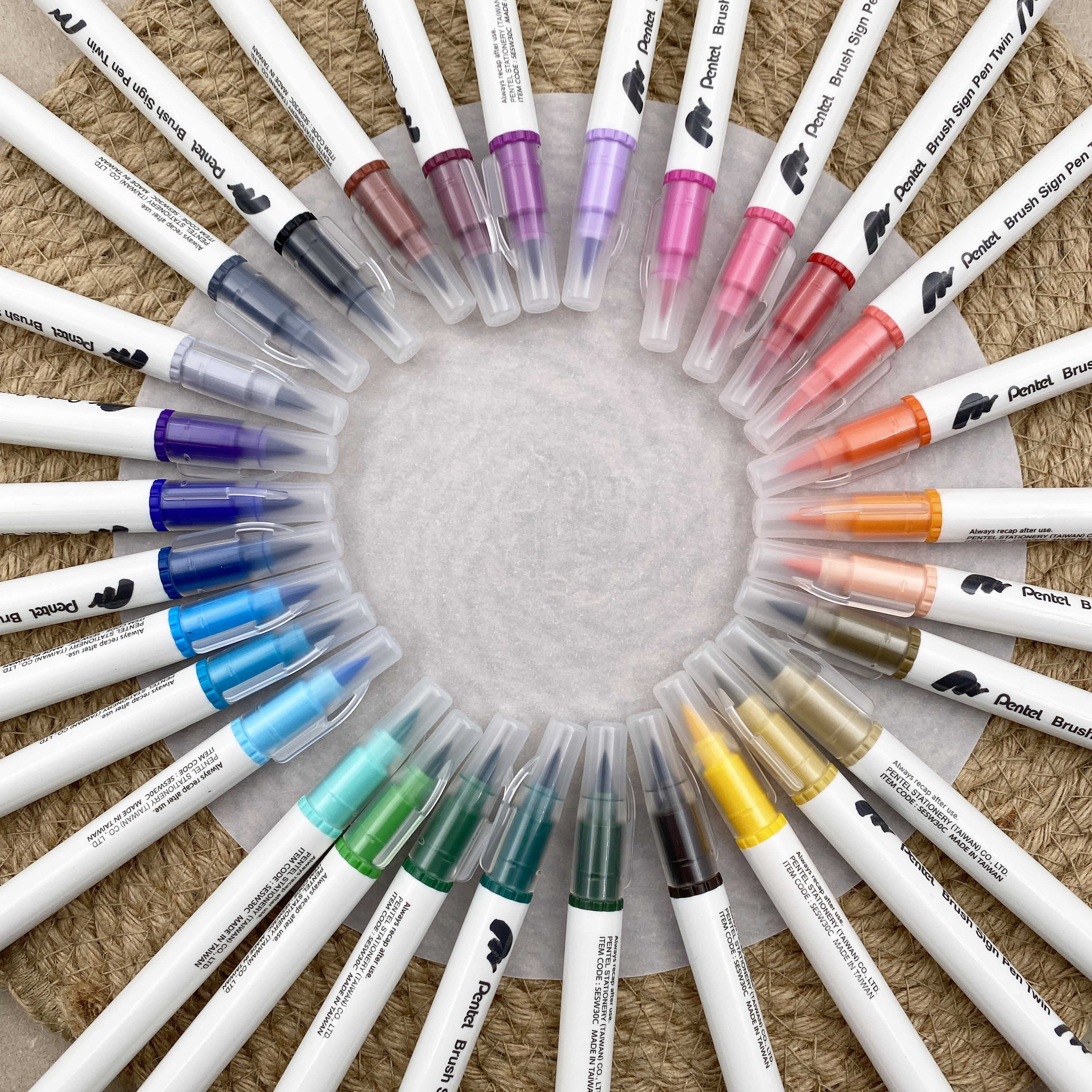 Pentel Brush Sign Pen Twin Set 30 Colours