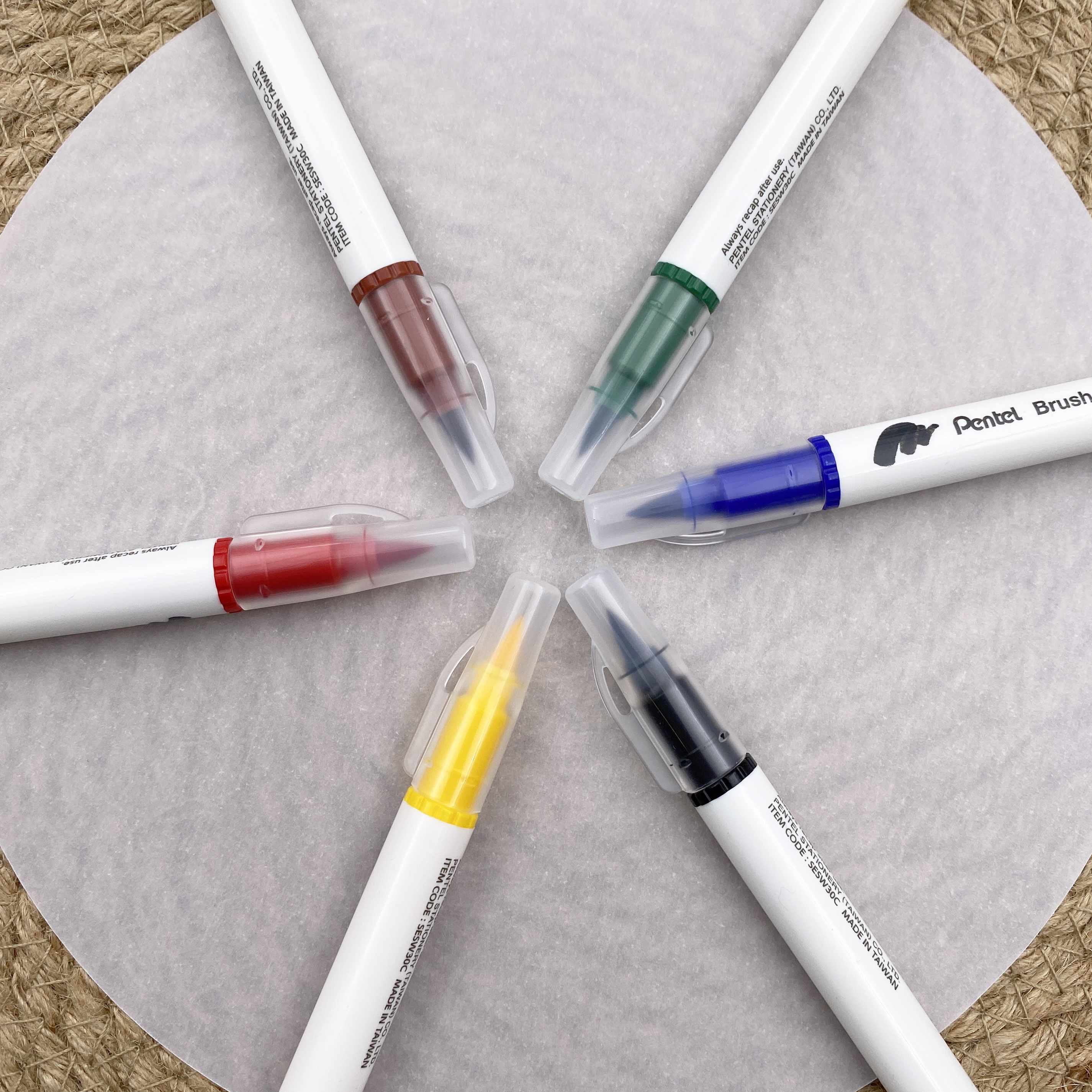Pentel Brush Sign Pen Twin Set 6 Colours