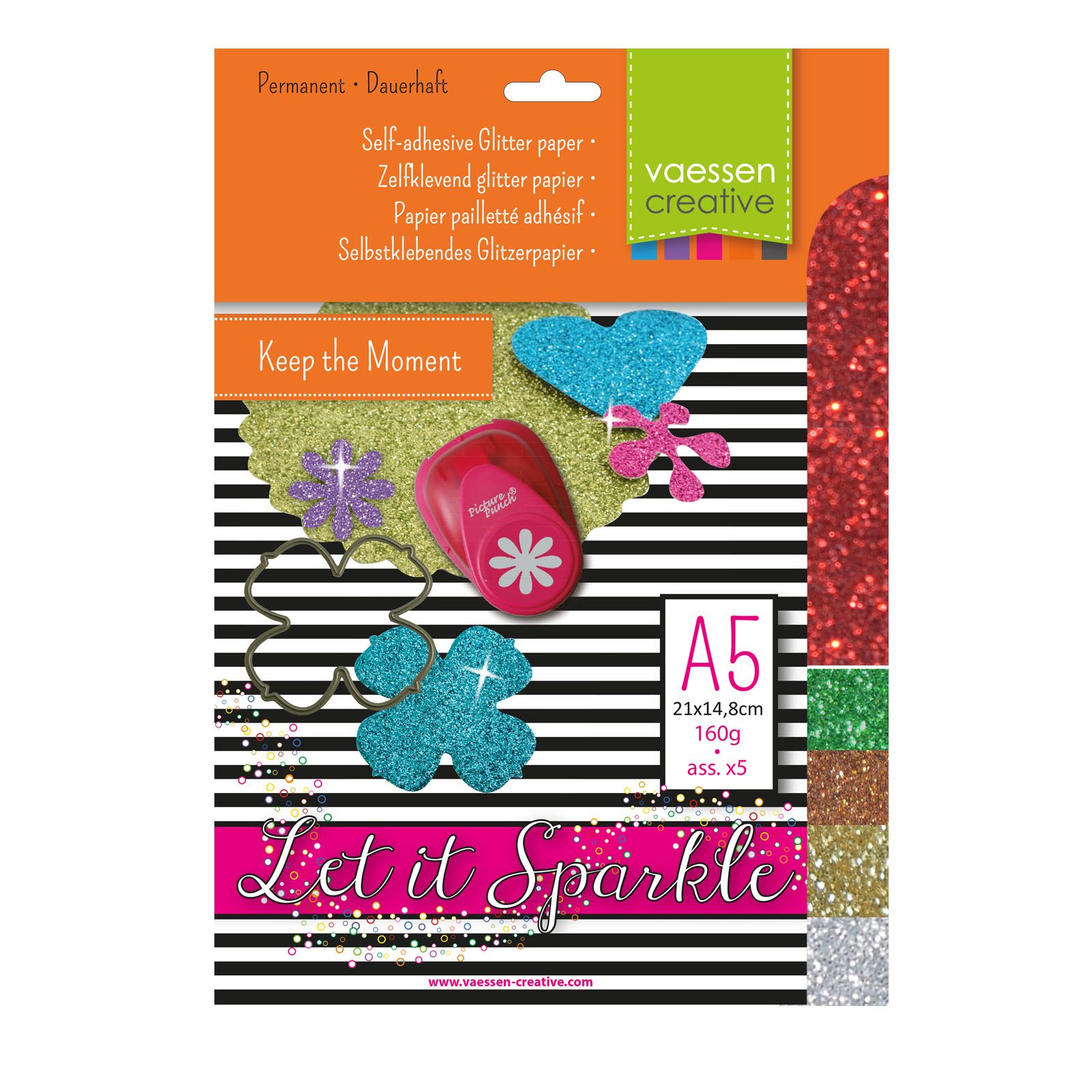 Florence Selbstklebendes Glitzerpapier 160g A5 Weihnachts-Mix