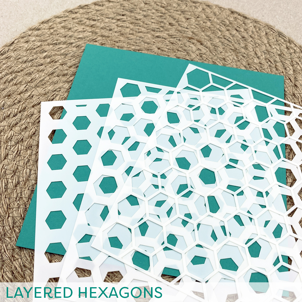 Stencil: Layered Hexagons (3er Set)