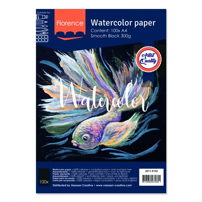 Watercolor Paper Smooth black 300g A4 BIGPACK