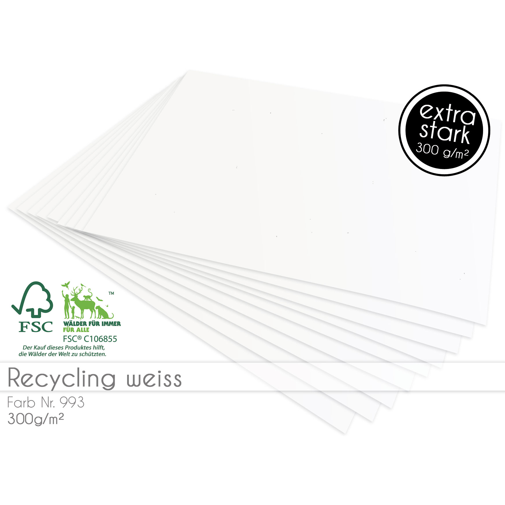 Cardstock Recycling weiß 300g/m² 5er