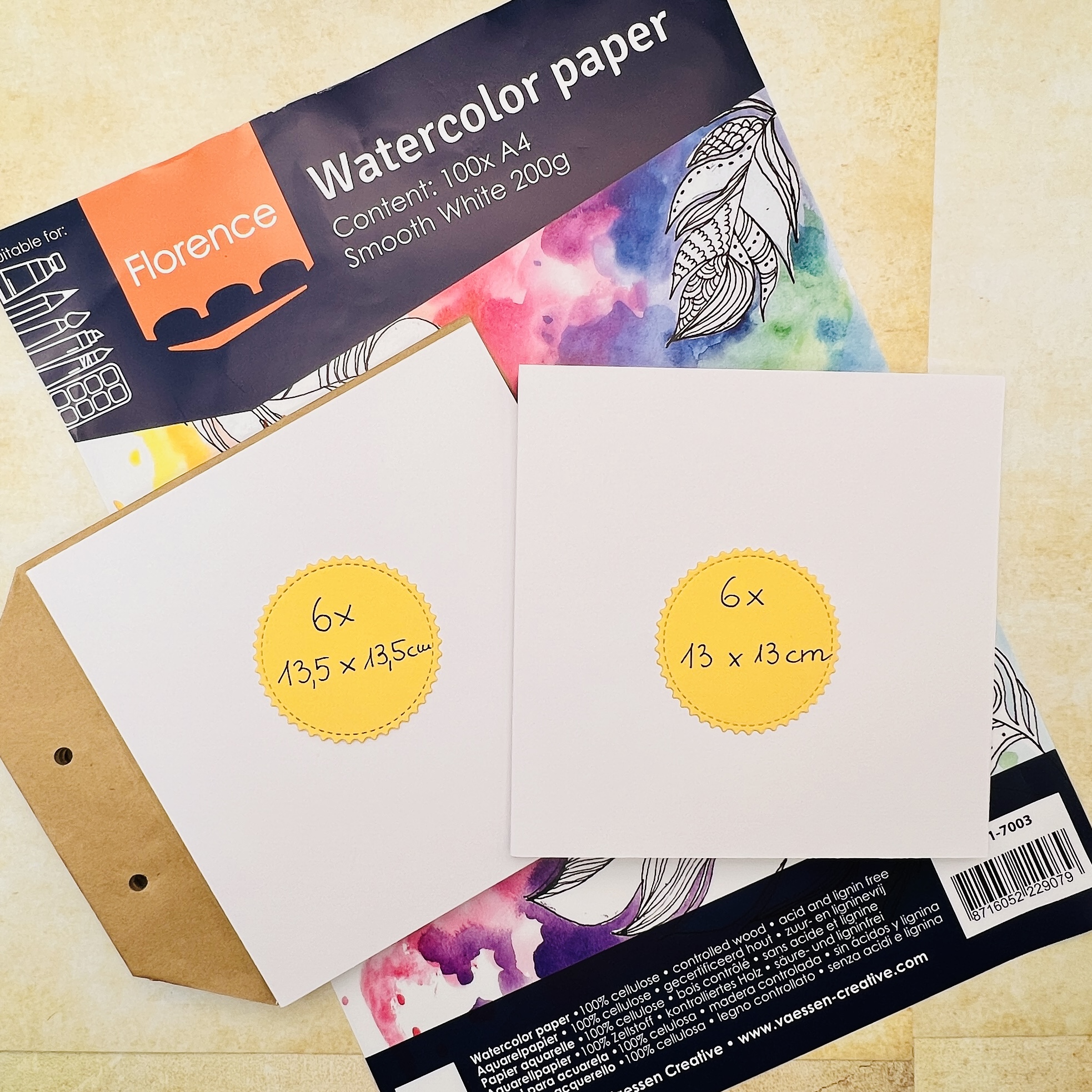 5) Aquarellpapier zuschneiden