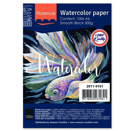 Watercolor Paper Smooth black 300g A6 BIGPACK